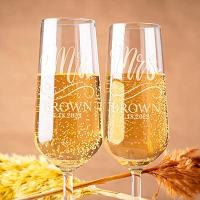 Personalized 9 oz. Stemless Champagne Glass - Wedding