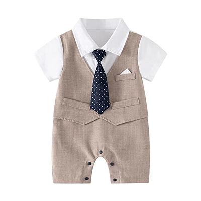 Baby Boy Gentleman White Shirt Vest Bowtie Tuxedo Onesie Jumpsuit