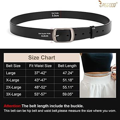 JASGOOD Women Leather Plus Size Belt Black Casual Waist Belt for