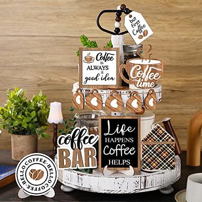 Coffee Farmhouse Tiered Tray Decors Set, Coffee Bar Decor Sign Wooden Coffee  Bar Accessories, Rustic Coffee Station Decor Coffee Table Decorations, Wood  Beaded Garland For Kitchen Home Items - Temu