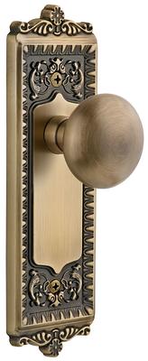 Fifth Avenue Long Plate with Windsor Knob in Lifetime Brass