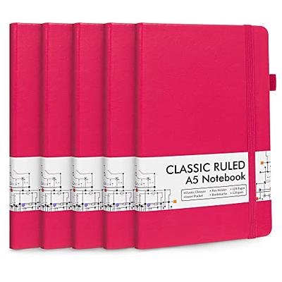 feela 3 Pack Notebooks Journals Bulk with 3 Black Pens, A5 Hardcover Notebook Classic Ruled Lined Journal Set with Pen Holder for Work Business