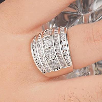 ILH Clearance Deals Rings,Sterling Silver Ring Womens Diamond Engagement Wedding Band Rings Cubic Zirconia Jewelry Gift