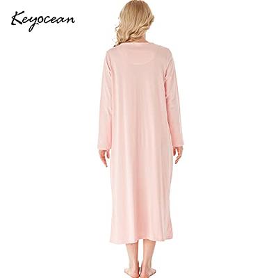 Keyocean Women Nightgown, 100% Cotton Lightweight Short Sleeve