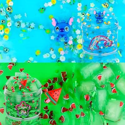  Clear Slime with 8 Add-ins, Blue Clear Jelly Cube Crunchy Slime  for Kids, Stress Relief Toys, Kids Party Favors, Birthday Easter Christmas  New Year Gift Slime Kit for Girls and Boys