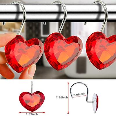 Red Shower Curtain Hooks Rust Proof Shower Hooks for Shower Curtain Shower  Curtain Rings Metal Decorative Bath Crystal Diamond Shower Curtain Hooks Shower  Curtain Rod Hooks Decor Gift Set of 12 