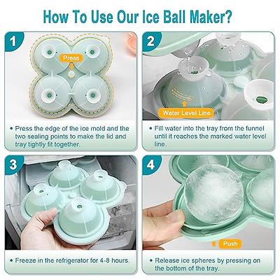 SUMPRI Sphere Ice Mold & Big Ice Cube Trays Novelty-Silicone Ice Ball Maker  With Lid For Infused Ice Or Whiskey Glasses [2 Pack] Large Round Spheres