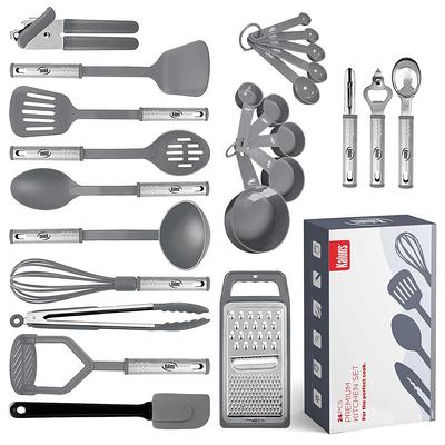 MegaChef Gray Silicone and Stainless Steel Cooking Utensils (Set of 14)  985114355M - The Home Depot