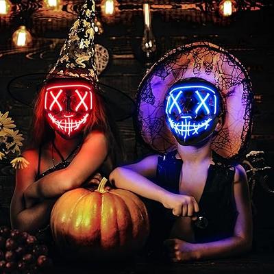 Mask Halloween LED Light Up Mask for Adults Kids: 2 Pack Dark (Blue&Red)