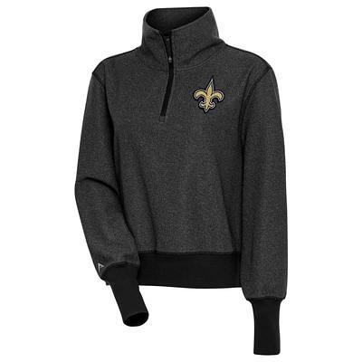 Men's Antigua Heathered Gray New Orleans Saints Gambit Quarter-Zip Pullover Top Size: Small