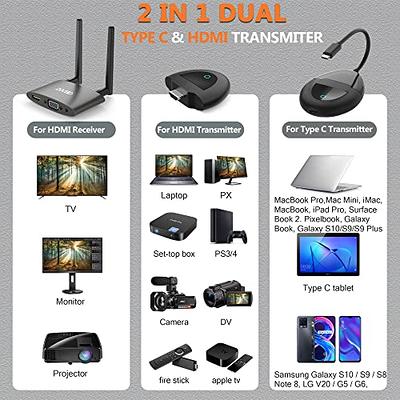  HDMI Wireless Transmitter and Receiver 4K, TIMBOOTECH Dual  Screens HDMI & VGA Live Casting 5G Video/Audio for Laptop, Cable Box,  Camera, Blu-ray, Phone, Netfix to Monitor, Projector, HDTV 165FT/50M :  Electronics
