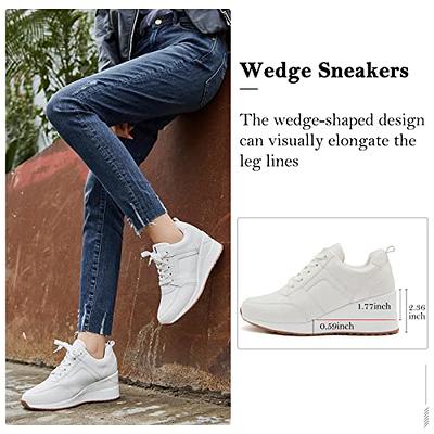 Cestfini White High Heeled Wedge Sneakers for Women Dressy Fashion Platform  Sneakers Hidden Wedge Sneakers Tennis Shoes - Yahoo Shopping