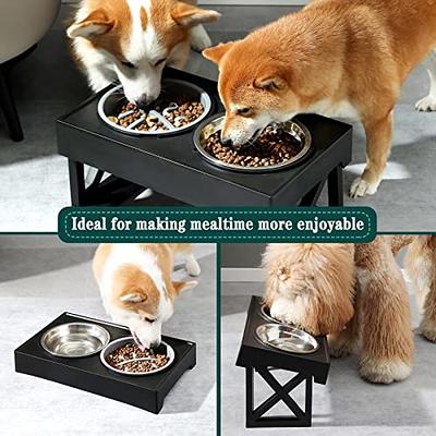 MDEHOPET Elevated Dog Bowls for Large Dogs, 3 Adjustable Heights Raised Pet  Bowl Stand Feeder with