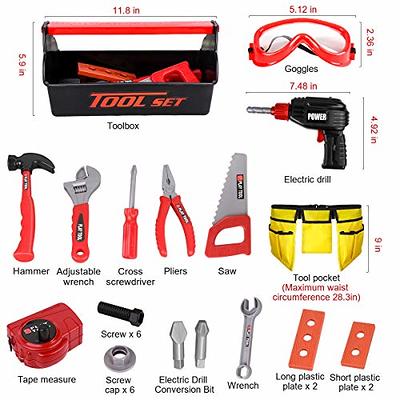 Tool Set with Kids Tool Belt & Electronic Toy Drill