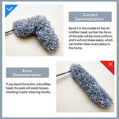 Dusters for Cleaning,6 PCS Feather Duster Microfiber Duster with 100''  Stainless Steel Extension Pole, Bendable & Washable Telescopic Cobweb  Duster