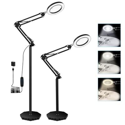 10X 20X Magnifying Glass with Light and Stand, 36 LED Dimmable Floor  Magnifying Lamp, 3-in-1 Adjustable Gooseneck Lighted Magnifier for Reading