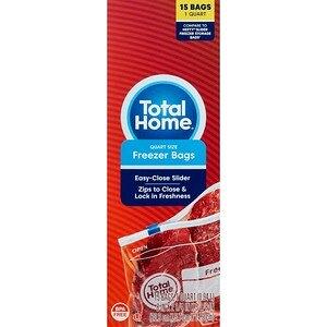 Total Home Easy-Close Slider Storage Bags, 1 Quart - 20 ct