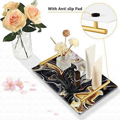 Luxspire Resin Vanity Tray, Bathroom Tray Toilet Tank Storage Tray, 11 x 4  inch Kitchen Sink Trays, Vanity Countertop Organizer for Candles Soap Towel  Perfume Holder Jewelry Dish Decor, Ink Black 