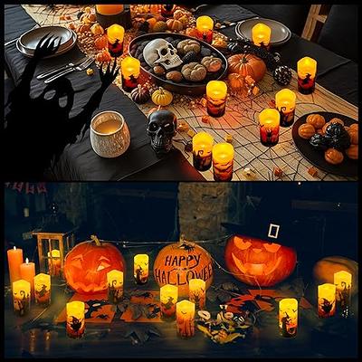 Halloween & Bat Led Pillar Candles 6'' Christmas Halloween Thanksgiving  Valentine's Day Decoration Led Candles Flickering Atmosphere Battery  Operated