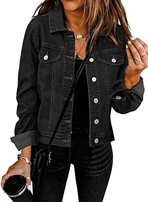 Jofemuho Womens Classic Long Jean Jacket Plus Size Loose Long Sleeve Button  Down Denim Jacket Trench Coat