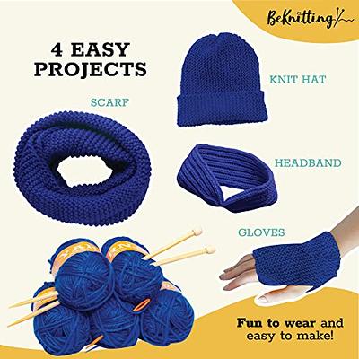 Knitting Kit for Beginners Adults & Kids, Knitting Starter Kit Learn to Knit  Your Scarf & Hat with Instructions, Yarn Bowl, Knitting Needles & All  Beginner Knitting Accessories