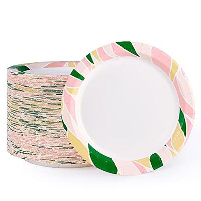 Tioncy 300 Pack 10 Inch Paper Plates Bulk Disposable Plates Leaves Round  Paper Plates, Soak Proof Dinner Paper Plates for Lunch Dinner Parties