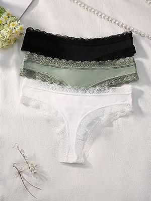 SOLY HUX Women's 3 Piece Lace Sheer Briefs Mid Rise Panties Set