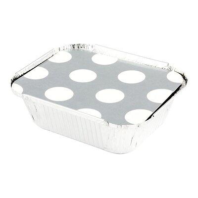 16 oz Rectangle Black and Gold Aluminum Take Out Container - with Polka Dot Paper  Lid - 7 1/4 x 5 1/4 x 2 - 200 count box