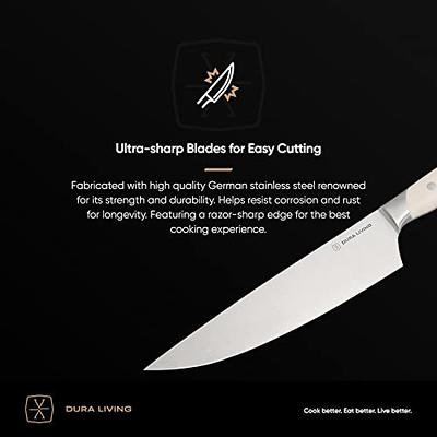 Dura Living 8 inch Chef Knife - Forged Stainless Steel Kitchen Knife, Black