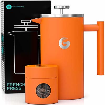 Coffee Gator French Press | Thermal Insulated Coffee Press | Silver - 34 oz