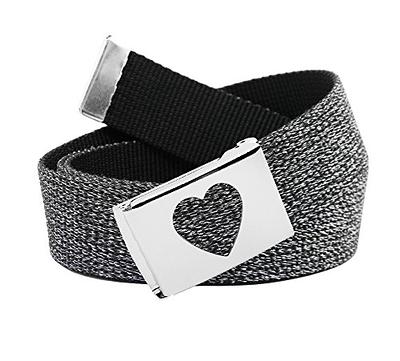 Build A Belt 1.25 Wide Heart Silver Flip Top Buckle with Canvas