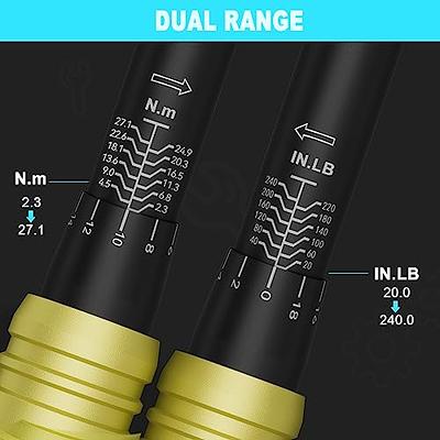 BENTISM Torque Wrench, 1/2 Drive Click Torque Wrench  20-250ft.lb/34-340n.m, Dual-Direction Adjustable Torque Wrench Set,  Mechanical Dual Range Scales Torque Wrench Kit with Adapters Extension Rod  