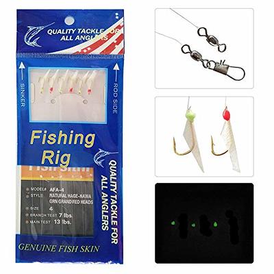 Fishing Bait Rigs Saltwater, 10Packs Surf Fishing Rigs with Fish Skin Feather  Fishing Hooks Swivels Glow Beads Rigs Sea Bass Rigs Fishing Bait Lures  (AFA, 8#) - Yahoo Shopping