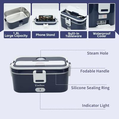 Electric Heating Lunch Box, 60W Portable Food Warmer Mute Heating Lunch Box for Work/Home/car with Thicken Insulation Bag, Stainless Steel Container