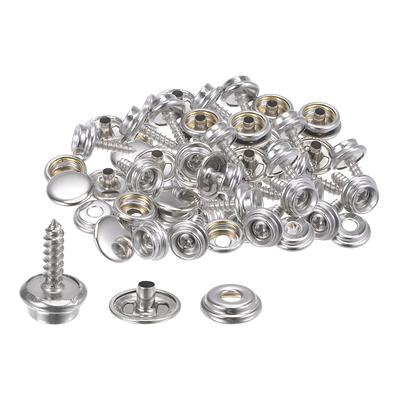 25 Sets Screw Snap Fasteners Kit 15mm Metal Snaps Button Silver Tone -  Silver Tone - Yahoo Shopping