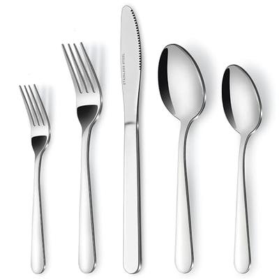 5PCS Portable Silverware Set with Case, Beijiyi Travel Camping Utensils Set,  Premium Stainless Steel Travel Cutlery Set, Reusable Safe Flatware Sets for  Lunch Box/Workplace/Students/Kids, Silver