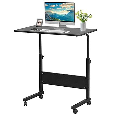 Tribesigns Portable Desk for Sofa and Bed, Height Adjustable Laptop Table  Small Standing Desk Rolling Computer Cart with Keyboard Tray on Wheels for