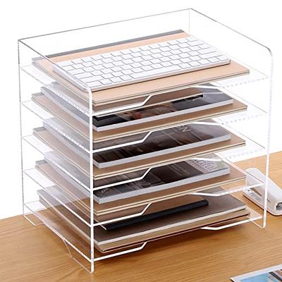 SANRUI Paper Organizer for Desk,Acrylic Stackable Letter Tray, Clear Paper  Tray, Paper Sorter for Office,Home or School,2-Pack