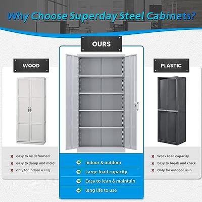 INTERGREAT Metal Storage Cabinet, 71 Locking Steel Cabinets with 2 Door  and 4 Adjustable Shelves, Tall Metal Cabinet for Home Office, Garage,  Warehouse (Cement Grey) - Yahoo Shopping