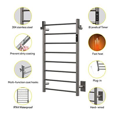 VEVOR Heated Towel Rack 6-Bar Towel Warmer Rack 23.6 x 24 in. Wall Mounted  Electric Towel Drying Rack with Timer,Matte Black MJJRJPSY6110V85NEV1 - The  Home Depot