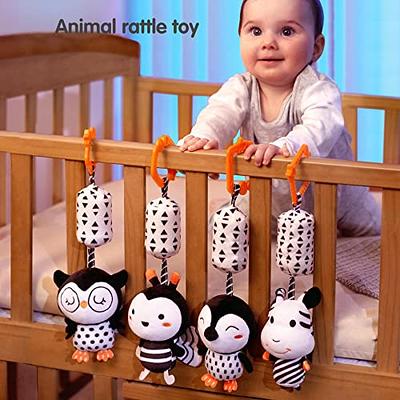 Newborn Stroller Toys, Hanging Baby Toys High Contrast Black and White  Animal Rattle Music Toy Infant Sensory Toys for Boys Girls 0 3 6 12 Months