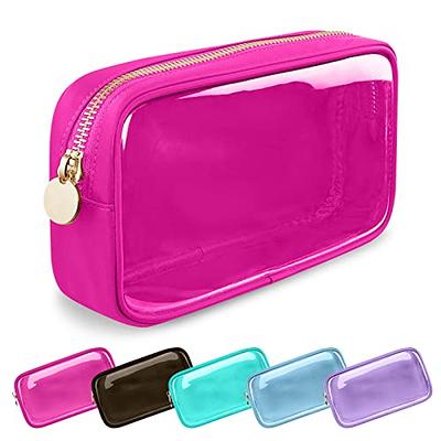 Preppy Makeup Bag Travel Cosmetic Bags Small for Women Girls Zipper Pouch  Case Organizer Waterproof Cute (Beige)