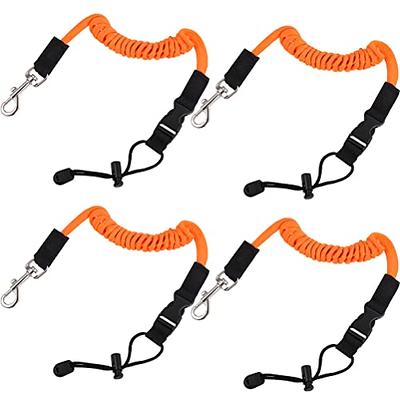 Elastic Kayak Fishing Rod Leash Lanyard Tether with Clip Orange