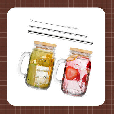 Mason Jar, With Handle, Egular Mouth Mason Jar Cups With Lid And Straws  Reusable Set - Yahoo Shopping