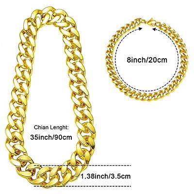 Skeleteen Rapper Gold Chain Accessory - 90s Hip Hop Fake Gold Costume Necklace - 1 Piece