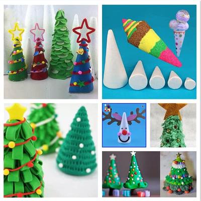 Foam Cone DIY Blank Modelling Styrofoam Christmas Tree Cone Craft Cone for Kids, Size: One size, White