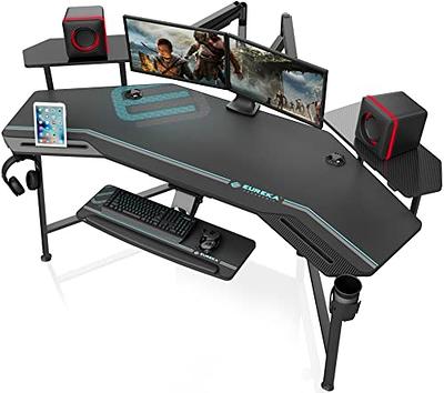 Large Modern Ergonomic Computer TableTop Gaming Desk w/ 2 cable management  holes