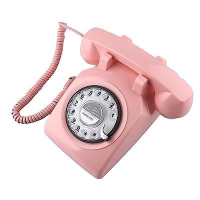 Retro Landline Telephone, Sentno 1960's Vintage Corded Dial Phone Classic  Old Fashion Telephones Wired Desk Telephone for Office and Home (White)