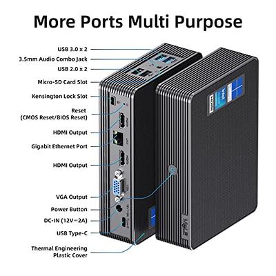 MeLE Quieter2Q Fanless Mini PC, Windows 11 Pro J4125 8GB 256GB 4K UHD Mini  Desktop Computer (New) 