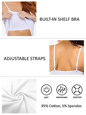 Women Cotton Camisole With Shelf Bra Adjustable Spaghetti Strap Tank Top  Cami Tanks_x